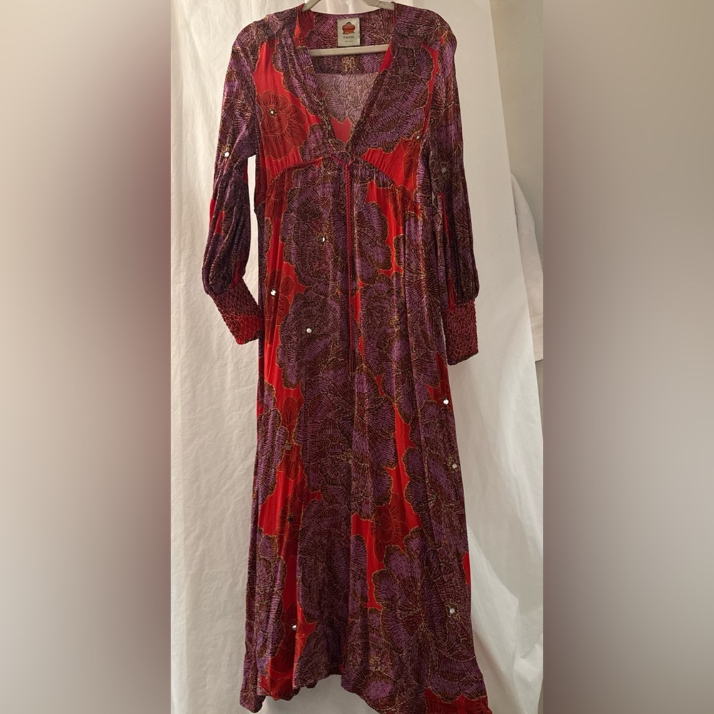 Bohemian V-Neck Maxi Dress in Red and Purple